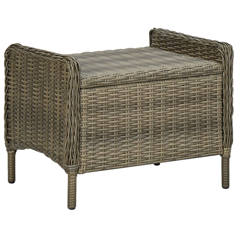vidaXL Reclining Garden Chair with Footstool Poly Rattan Brown