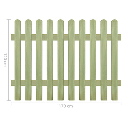 vidaXL Picket Fence Impregnated Pinewood 170x120 cm 6/9 cm
