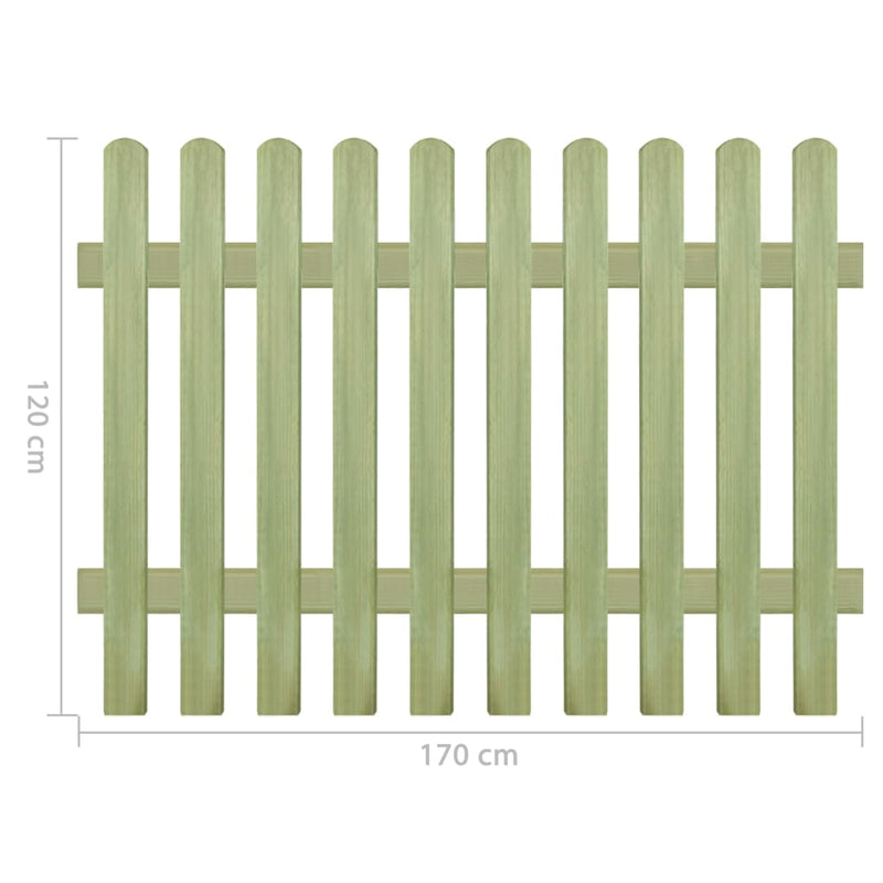vidaXL Picket Fence Impregnated Pinewood 170x120 cm 6/9 cm