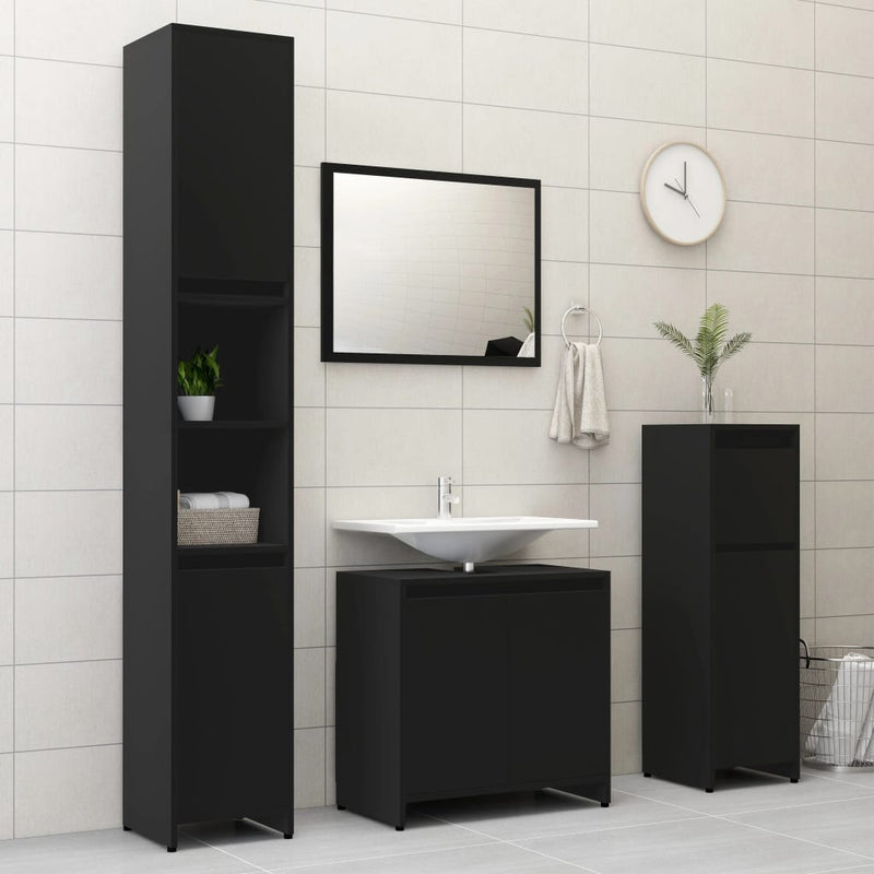 vidaXL 4 Piece Bathroom Furniture Set Sonoma Oak Engineered Wood
