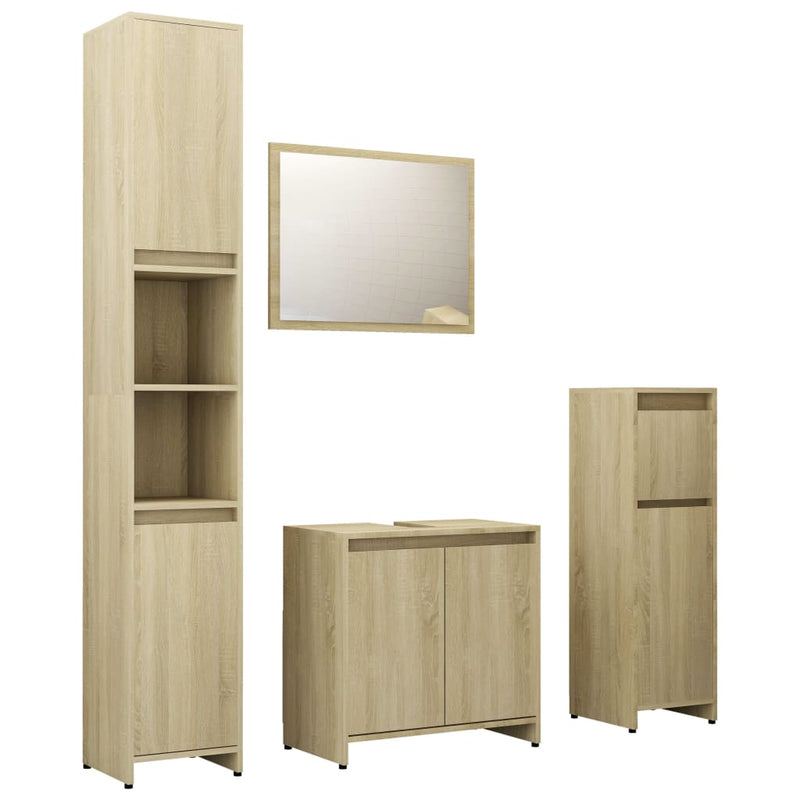 vidaXL 4 Piece Bathroom Furniture Set Sonoma Oak Engineered Wood