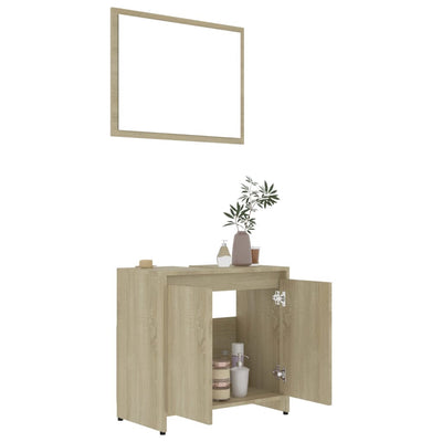 vidaXL 4 Piece Bathroom Furniture Set Sonoma Oak Engineered Wood