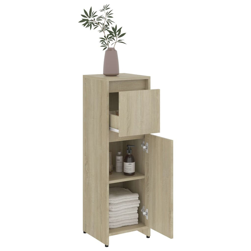 vidaXL 4 Piece Bathroom Furniture Set Sonoma Oak Engineered Wood