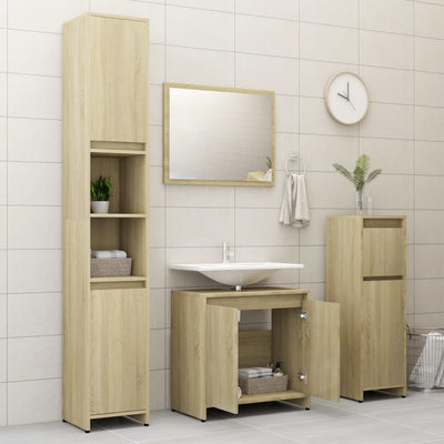 vidaXL 4 Piece Bathroom Furniture Set Sonoma Oak Engineered Wood