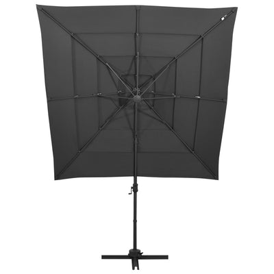 vidaXL 4-Tier Garden Parasol with Aluminium Pole Anthracite 250x250 cm