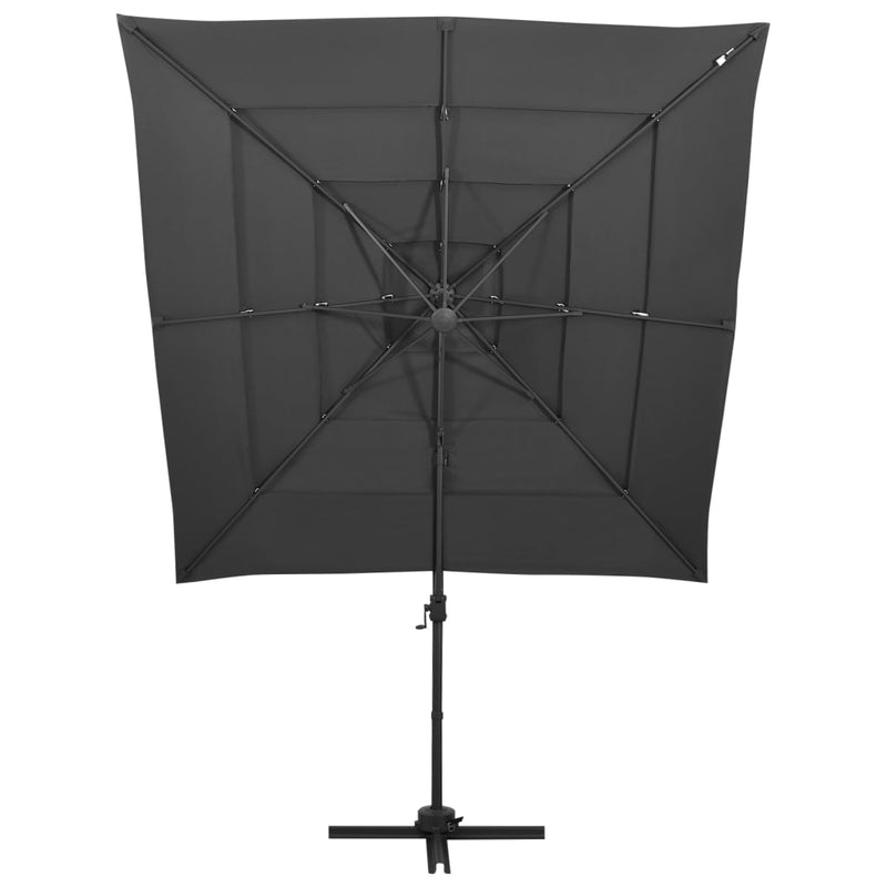 vidaXL 4-Tier Garden Parasol with Aluminium Pole Anthracite 250x250 cm