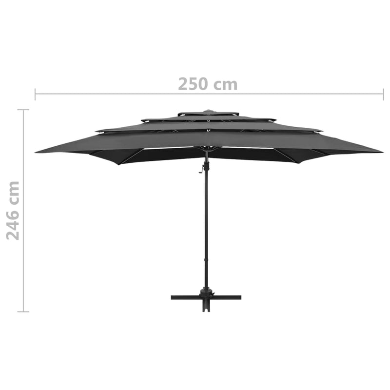 vidaXL 4-Tier Garden Parasol with Aluminium Pole Anthracite 250x250 cm