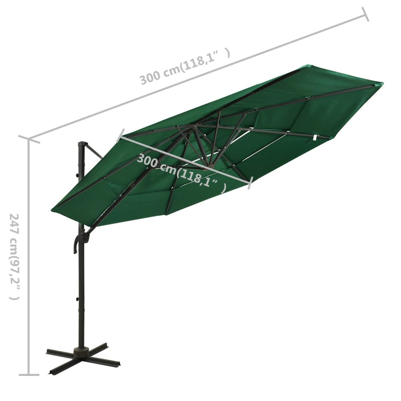 vidaXL 4-Tier Garden Parasol with Aluminium Pole Anthracite 3x3 m