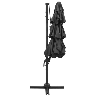 vidaXL 4-Tier Garden Parasol with Aluminium Pole Anthracite 3x3 m