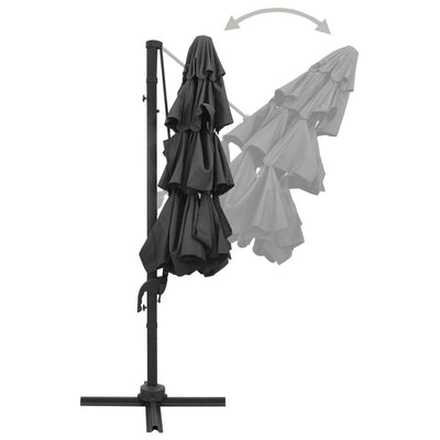 vidaXL 4-Tier Garden Parasol with Aluminium Pole Anthracite 3x3 m