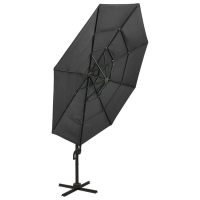 vidaXL 4-Tier Garden Parasol with Aluminium Pole Anthracite 3x3 m