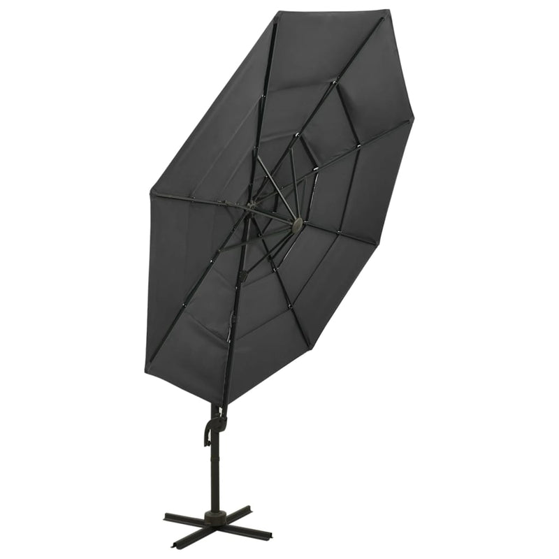 vidaXL 4-Tier Garden Parasol with Aluminium Pole Anthracite 3x3 m