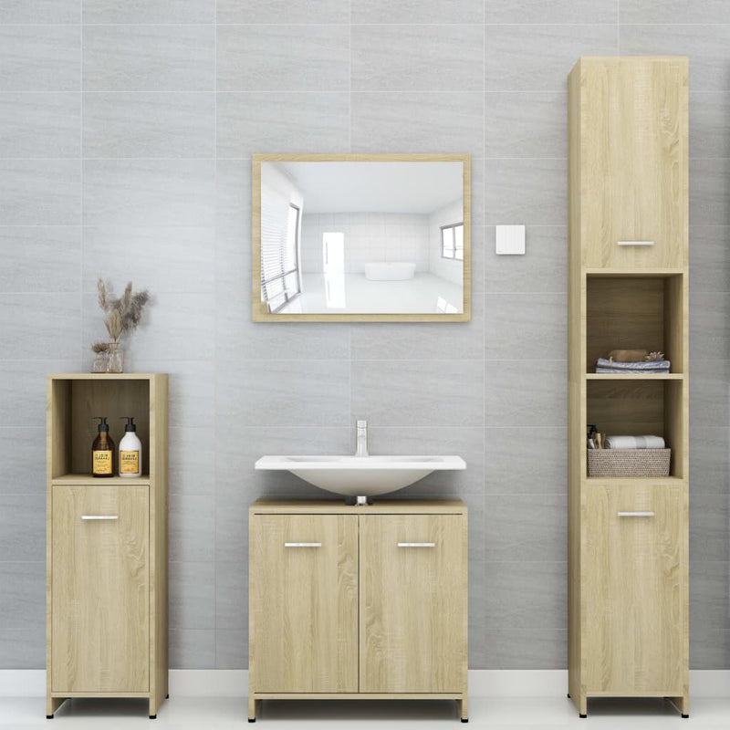vidaXL 3 Piece Bathroom Furniture Set Black Engineered Wood