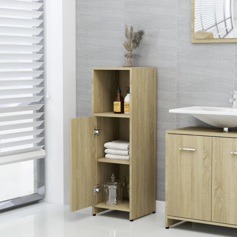 vidaXL 3 Piece Bathroom Furniture Set Black Engineered Wood