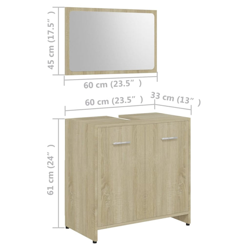 vidaXL 3 Piece Bathroom Furniture Set Black Engineered Wood