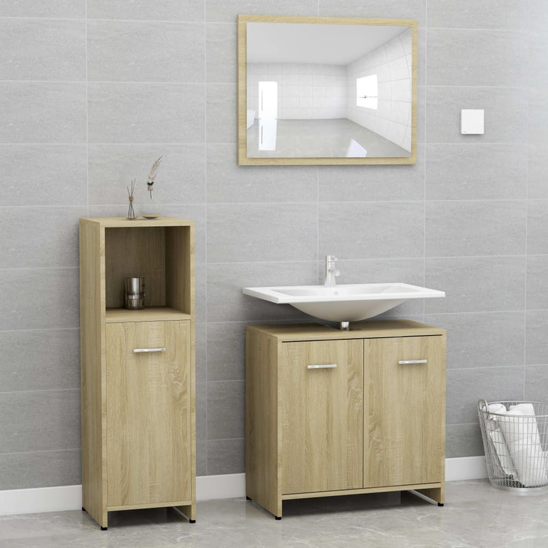 vidaXL 3 Piece Bathroom Furniture Set Black Engineered Wood
