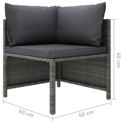 vidaXL Sectional Corner Sofa with Cushions Black Poly Rattan