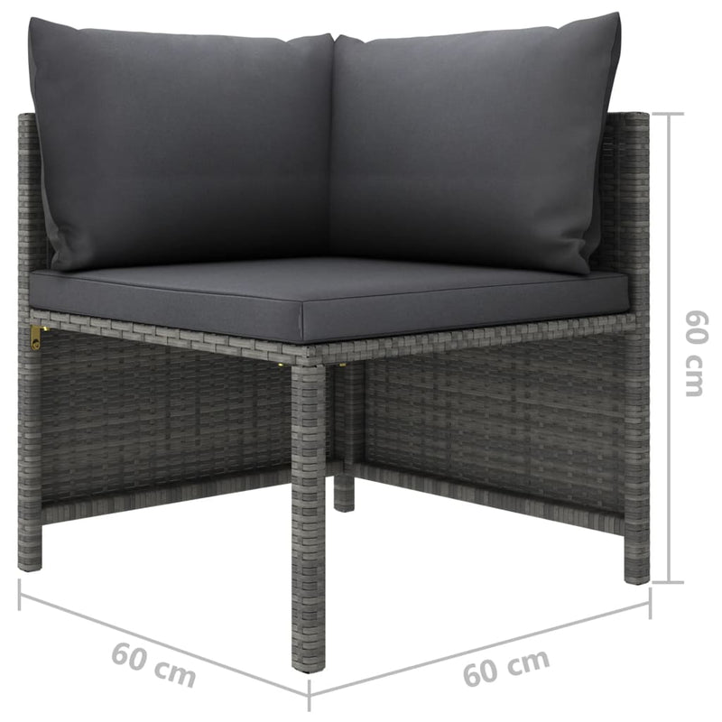 vidaXL Sectional Corner Sofa with Cushions Black Poly Rattan