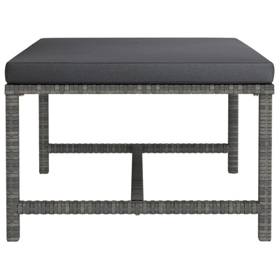 vidaXL Sectional Footrest with Cushion Black Poly Rattan