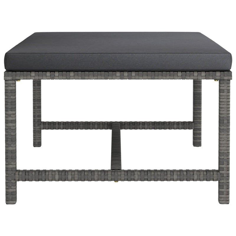 vidaXL Sectional Footrest with Cushion Black Poly Rattan