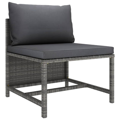 vidaXL 4-Seater Garden Sofa with Cushions Grey Poly Rattan