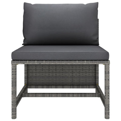 vidaXL 4-Seater Garden Sofa with Cushions Grey Poly Rattan