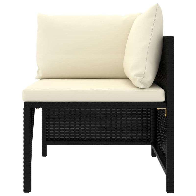 vidaXL Sectional Corner Sofa with Cushions Black Poly Rattan