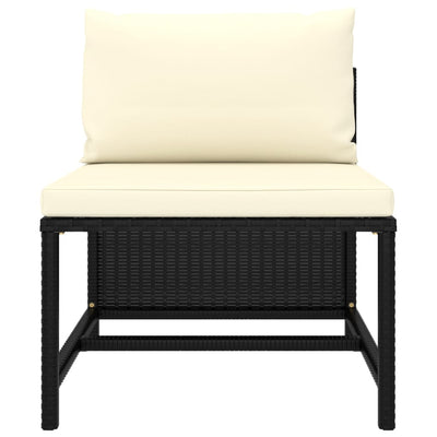 vidaXL 4-Seater Garden Sofa with Cushions Black Poly Rattan