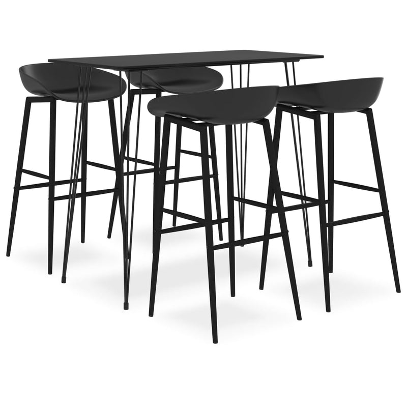 vidaXL 5 Piece Bar Set Black