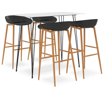 vidaXL 5 Piece Bar Set Black
