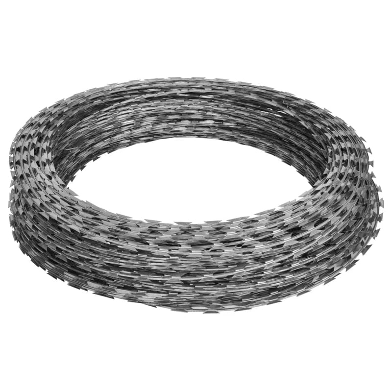 vidaXL Razor Wires Helical Wire Rolls 2 pcs Galvanised Steel 60 m