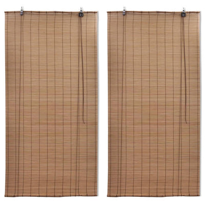 vidaXL Bamboo Roller Blinds 2 pcs 80 x 160 cm Brown