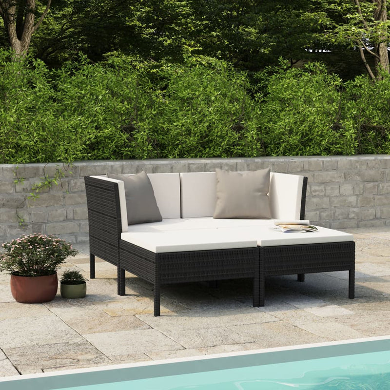 vidaXL 4 Piece Garden Lounge Set with Cushions Poly Rattan Brown