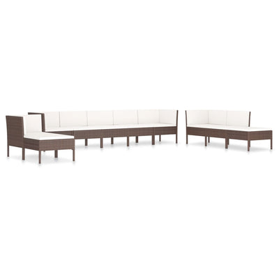 vidaXL 10 Piece Garden Lounge Set with Cushions Poly Rattan Brown