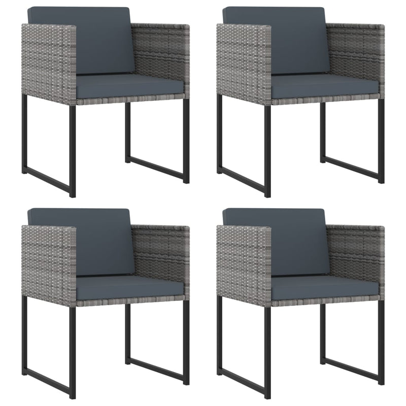 vidaXL 9 Piece Garden Dining Set with Cushions Poly Rattan Grey