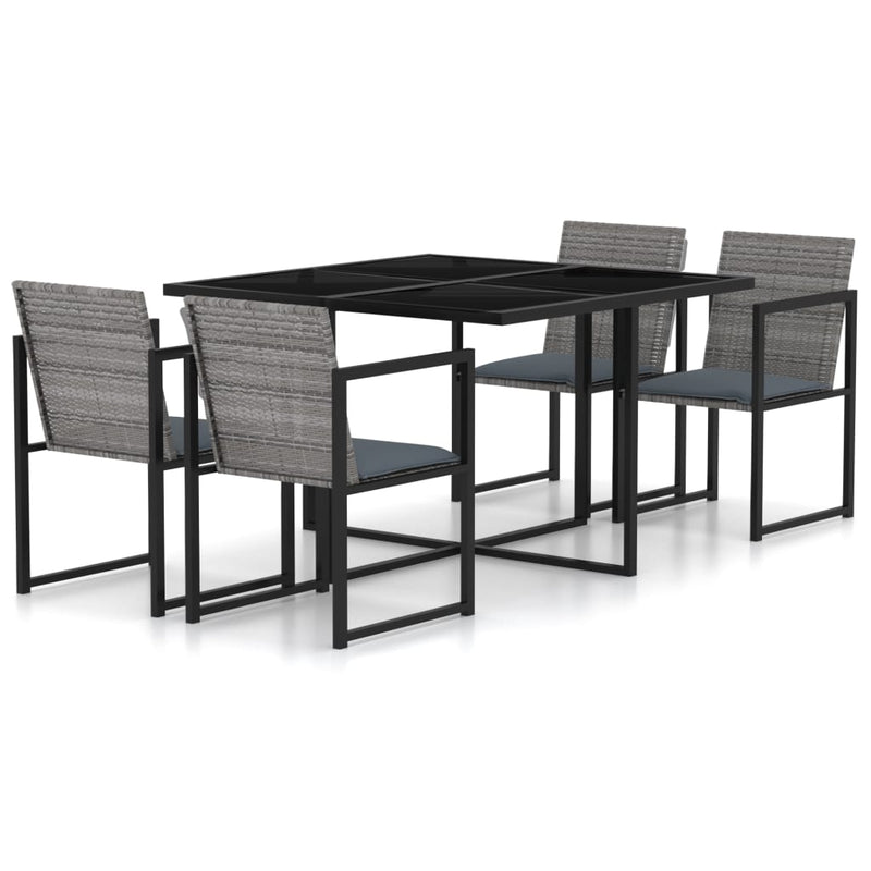 vidaXL 9 Piece Outdoor Dining Set with Cushions Poly Rattan Grey