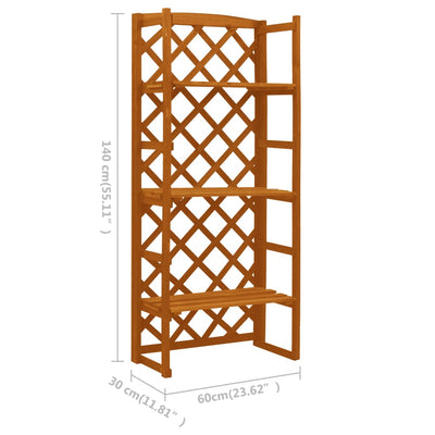 vidaXL Plant Stand with Trellis Grey 60x30x140 cm Solid Firwood