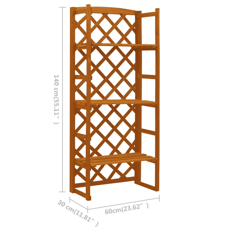 vidaXL Plant Stand with Trellis Grey 60x30x140 cm Solid Firwood