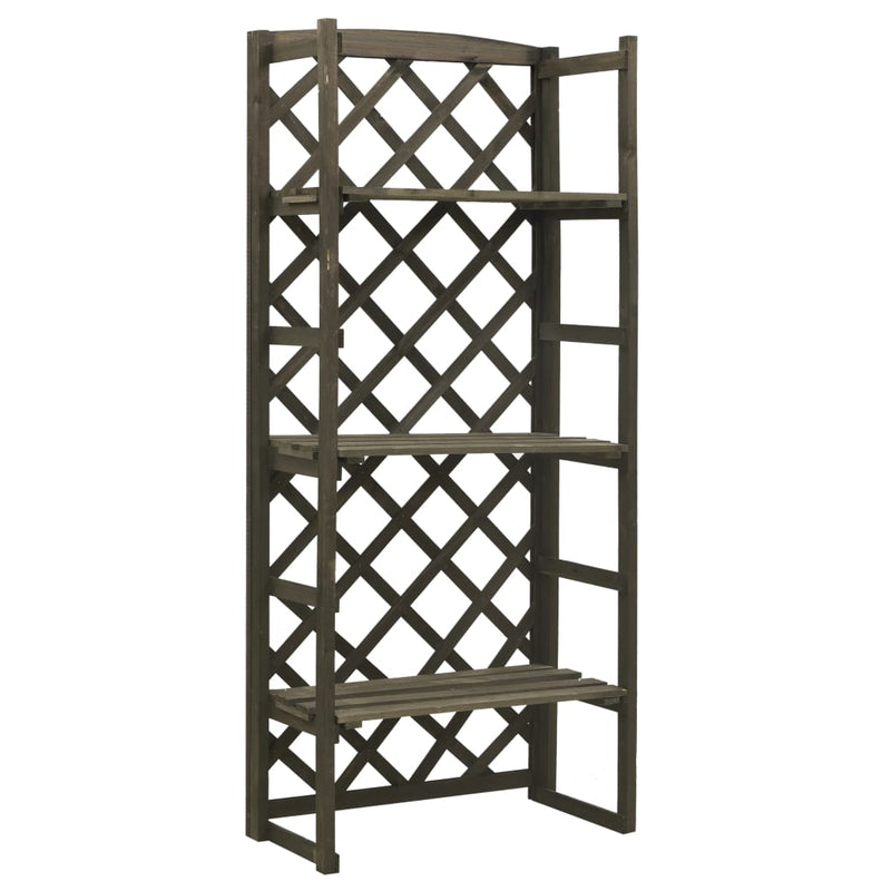 vidaXL Plant Stand with Trellis Grey 60x30x140 cm Solid Firwood