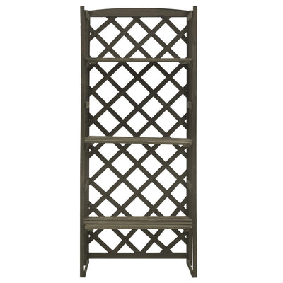 vidaXL Plant Stand with Trellis Grey 60x30x140 cm Solid Firwood