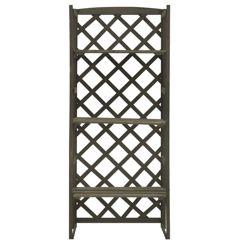 vidaXL Plant Stand with Trellis Grey 60x30x140 cm Solid Firwood