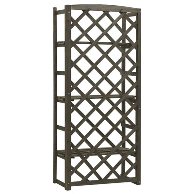 vidaXL Plant Stand with Trellis Grey 60x30x140 cm Solid Firwood