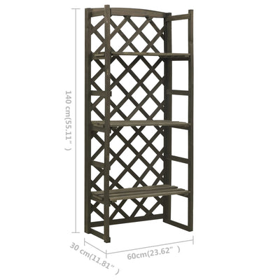 vidaXL Plant Stand with Trellis Grey 60x30x140 cm Solid Firwood