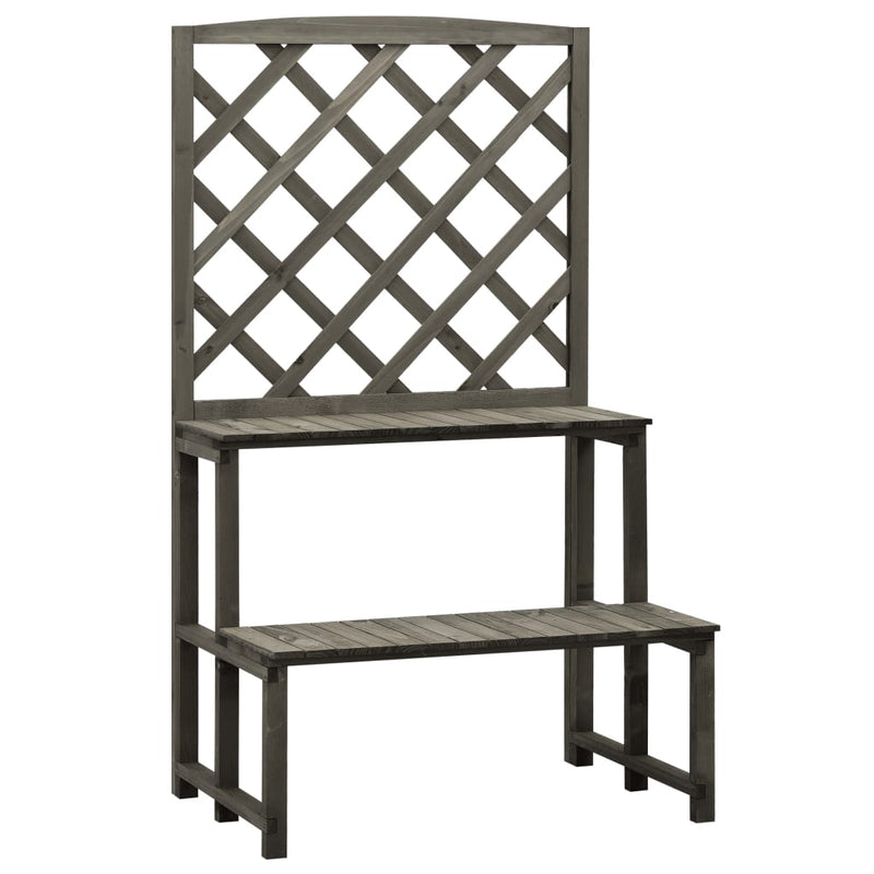 vidaXL Plant Stand with Trellis Grey 70x42x120 cm Solid Firwood