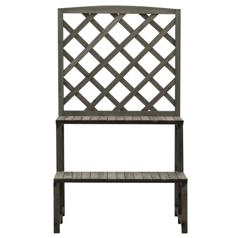 vidaXL Plant Stand with Trellis Grey 70x42x120 cm Solid Firwood