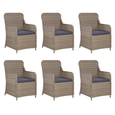 vidaXL 7 Piece Outdoor Dining Set Poly Rattan Brown