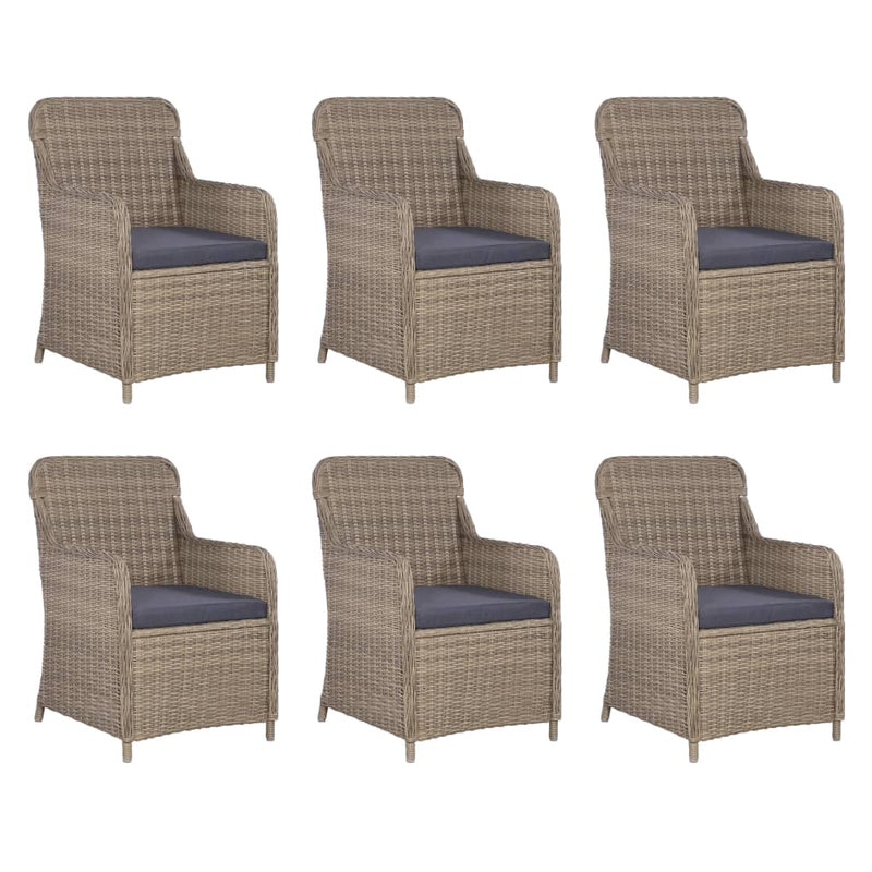 vidaXL 7 Piece Outdoor Dining Set Poly Rattan Brown