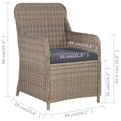 vidaXL 7 Piece Outdoor Dining Set Poly Rattan Brown