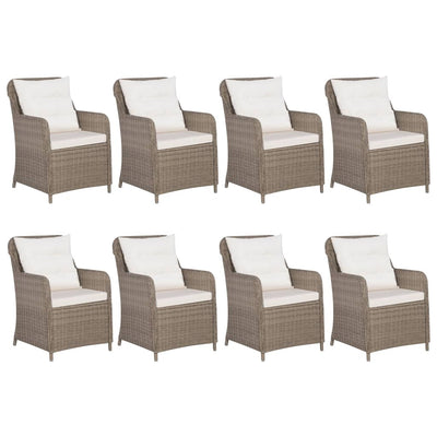 vidaXL 9 Piece Outdoor Dining Set Poly Rattan Brown