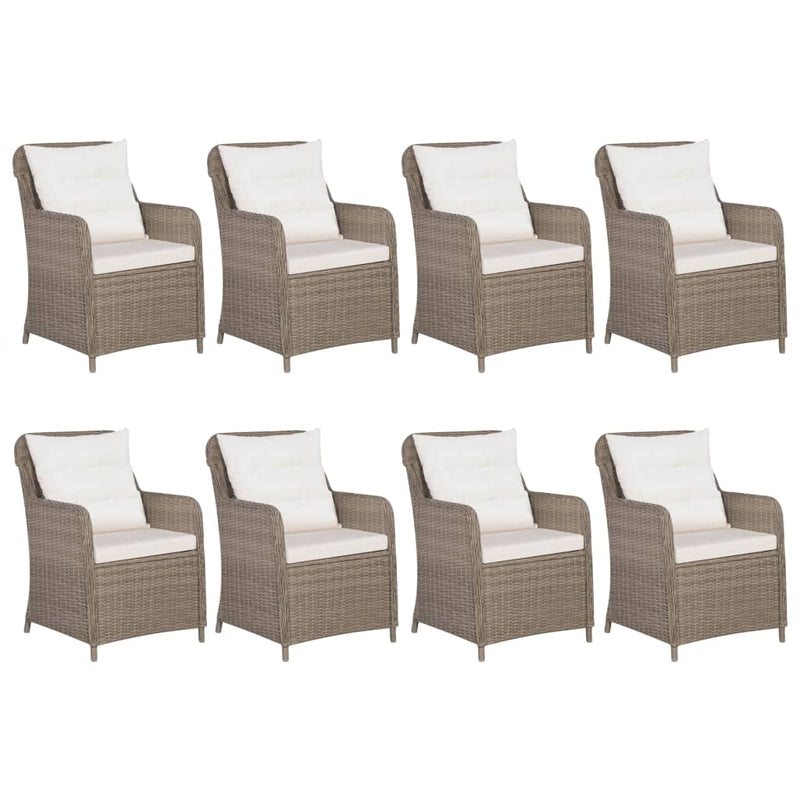 vidaXL 9 Piece Outdoor Dining Set Poly Rattan Brown